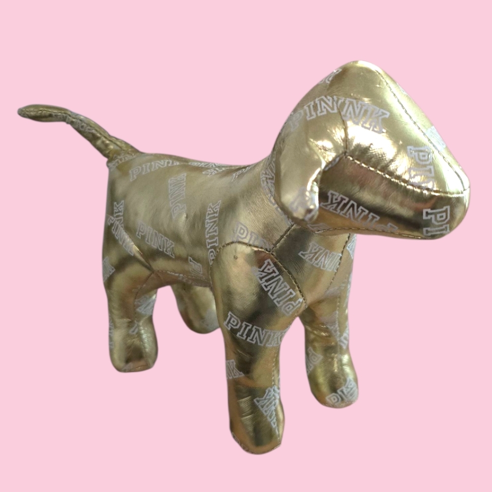 Victoria's Secret Metallic Gold Dog with Pink Tag